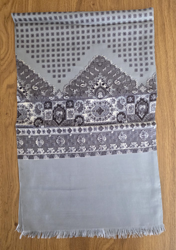 Men grey silk scarf paisley - silk,