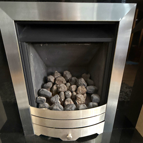 Metal inset fireplace with - metal,