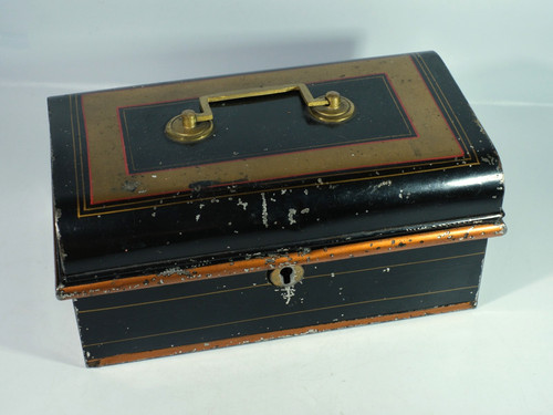 Vintage metal cash money box - vintage,