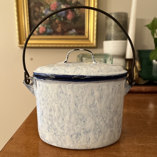 Vintage enamelware chamber - enamelware,
