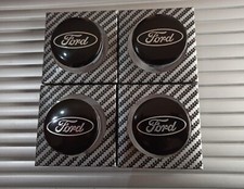 4x BLACK FORD CENTRE CAPS 54MM