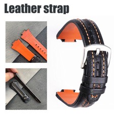 Leather Watch Strap Band Bracelet + Tools For Seiko Sportura Black