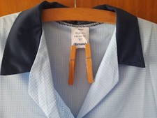 Ladies Nylon Overall NEW Long Sleeve shades BLUE GINGHAM CHECK overall 38" size