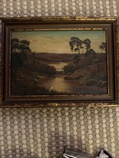 Framed vintage painting signed - framed,