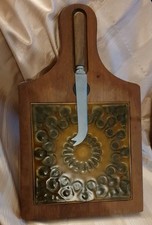 Vintage Luthje Teak Wood Cheese Cutting Board Denmark Retro Lava Pattern Tile