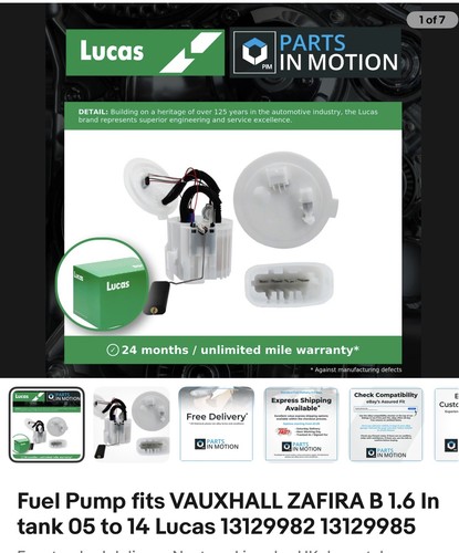 Fuel pump fits vauxhall zafira - fits,