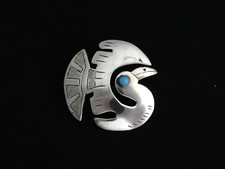 VINTAGE G Laffi Inspired Peruvian Silver 925 & Turquoise Vogel Bird BROOCH