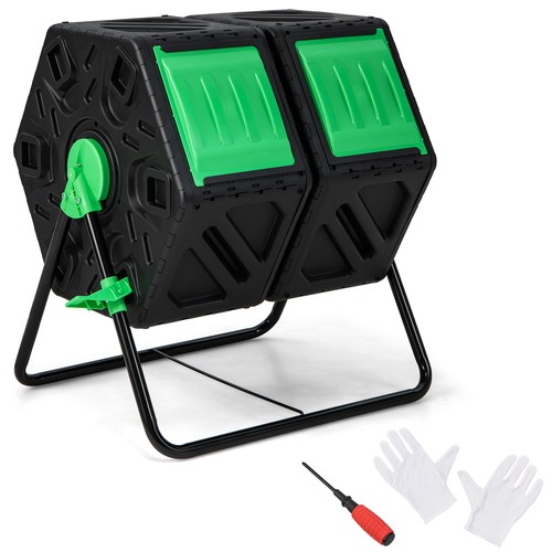 Dual chamber compost tumbler - dual,