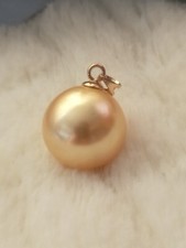 Huge AAAA16mm Perfect Round Gold South Sea Shell Pearl Pendant 14k gold