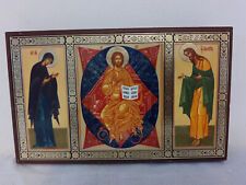 Russian Wood Icon Foil Art Jesus Christ Pantocrator Christian Religious Icon