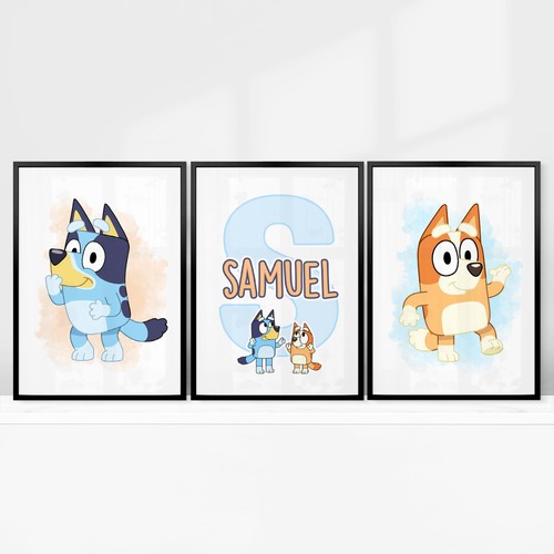 Personalised bluey wall art - bluey,