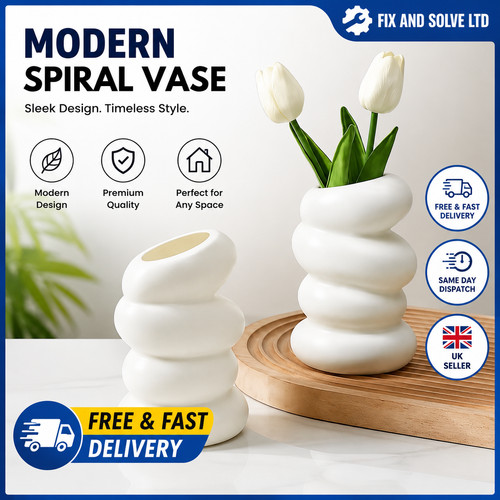 Nordic spiral vase white - pc,