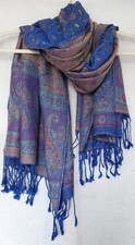 Scarf Blue Cashmere Tassels