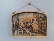 Vintage Osborne Ivorex Wall Hanging Plaque 3D Clay Art The Old Folks At Home