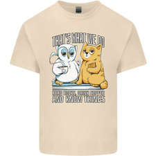 An Owl & Cat Book Reading Bibliophile Mens Light Cotton T-Shirt