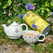 Gift for Her – Bee Teapot for One & Cartwright & Butler Biscuits Tea Set