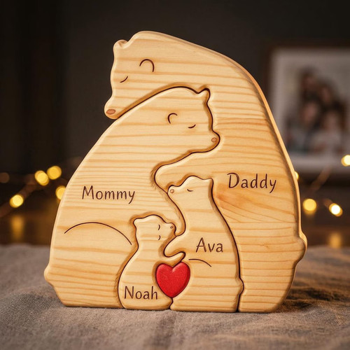 Personalised wooden bear - wooden,
