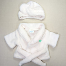 Build-A-Bear White Dressing Gown and Towel Head Wrap Spa Bathrobe Set