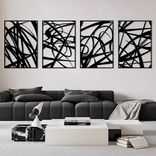 4pcs abstract black metal - 4pcs,