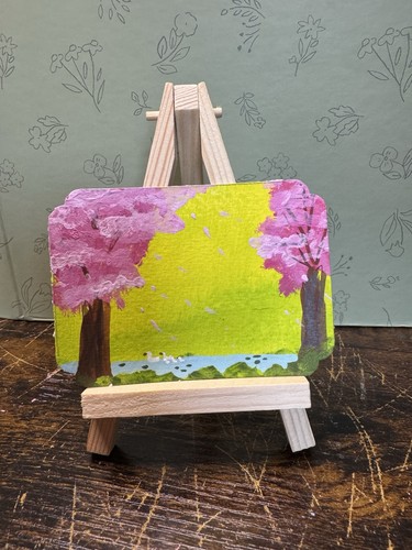 Yellow pink aceo swan pond - yellow,