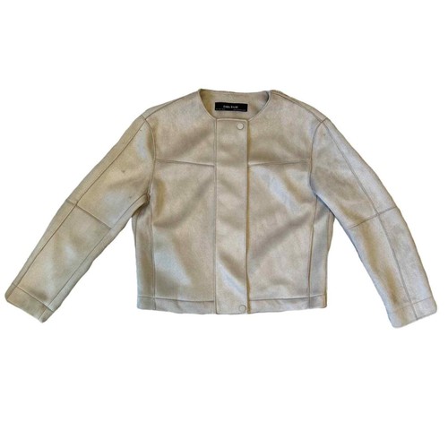 Zara womens collarless cream - womens,