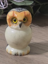 Vintage Hand Carved Alabaster Stone Collectable Owl