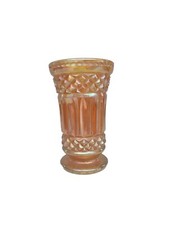 Marigold Carnival Glass Vase Pillar Style Vintage 16cm Read Description