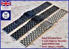 PREMIUM Solid Stainless steel SCREWED 5-Link ENGINEER Watch Bracelet 18mm - 24mm