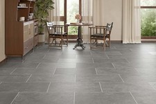 Audacity Rigid Core Pre-Grout Click Vinyl Iron Grey Tile Built-in Underlay × 15