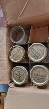 Set of 4 1lb Vintage Glass Kilner Jars with Metal Disc and Steel Collar