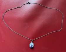 Pretty Vintage Genuine Delft China Windmill Pendant on 16" Silver Chain