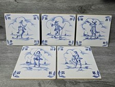 Vintage Set Of 5 Blue White
