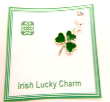 Lucky Irish Shamrock Charm on Gift Card in Bag Four Leaf Clover Good Luck charm