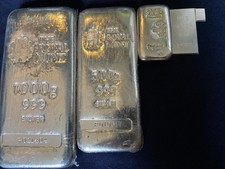 Pure 999 Solid Silver Bullion Ingots 1g/10g/100g/500g/1kg