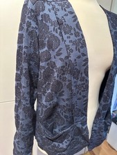 LAURA ASHLEY FLORAL DRAPE CARDIGAN SOFT JACKET BLAZER 14 40 DENIM JEAN BLUE/NAVY