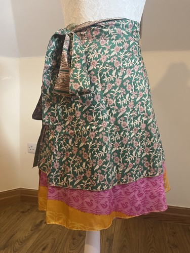 Multicolored skirt silk boho - silk,
