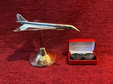 Concorde G-BOAC Gold & Silver Cufflinks with solid Brass Concorde Model