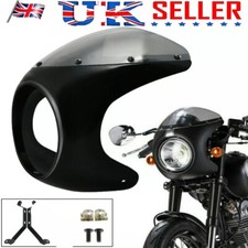 7" Black Universal Motorcycle Headlight Fairing Retro Cafe Racer Windshield UKee