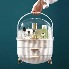 Vanity White Cosmetic Storage Box Dresser Makeup Organizer Skin Care Holder Case