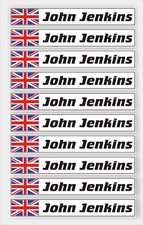 10x Driver Name + Choice of Flag kart Self Adhesive, Sticker. Racing Karting,
