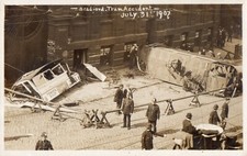 BRADFORD. TRAM ACCIDENT 1907 BY A.SACHS. POLICE CORDON