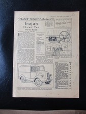 Trojan Van service data sheets
