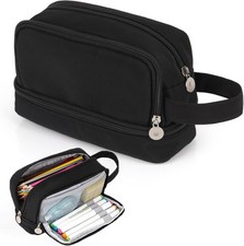 Alyvisun Large Capacity Pencil Case with 3 Compartments for Boys Girls, Desk St