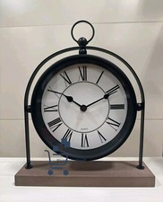 Vintage Retro Black Wooden Mantle Clock 31cm 