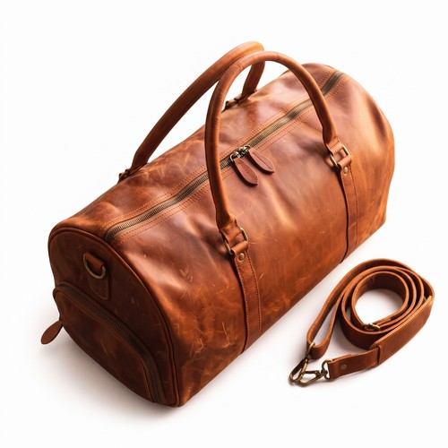 Handmade leather duffel bag - handmade,