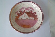 Antique Pink Lustre Plate. Maker unknown. Possibly Sunderland
