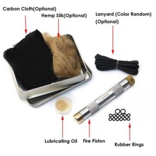 Brass Fire Piston Kit Survival Tool Air Compression Fire Tube for Outdoor Travel