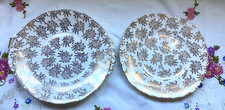 2 Vintage Bone China Cake Plates Gold Chintz Design From Royal Vale Made In Eng