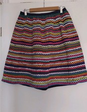 Cath Kidston Knee Length Multi Coloured Wavy Size 12 Skirt Navy Base.