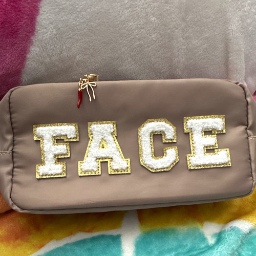 New taupe zipper makeup bag - new,